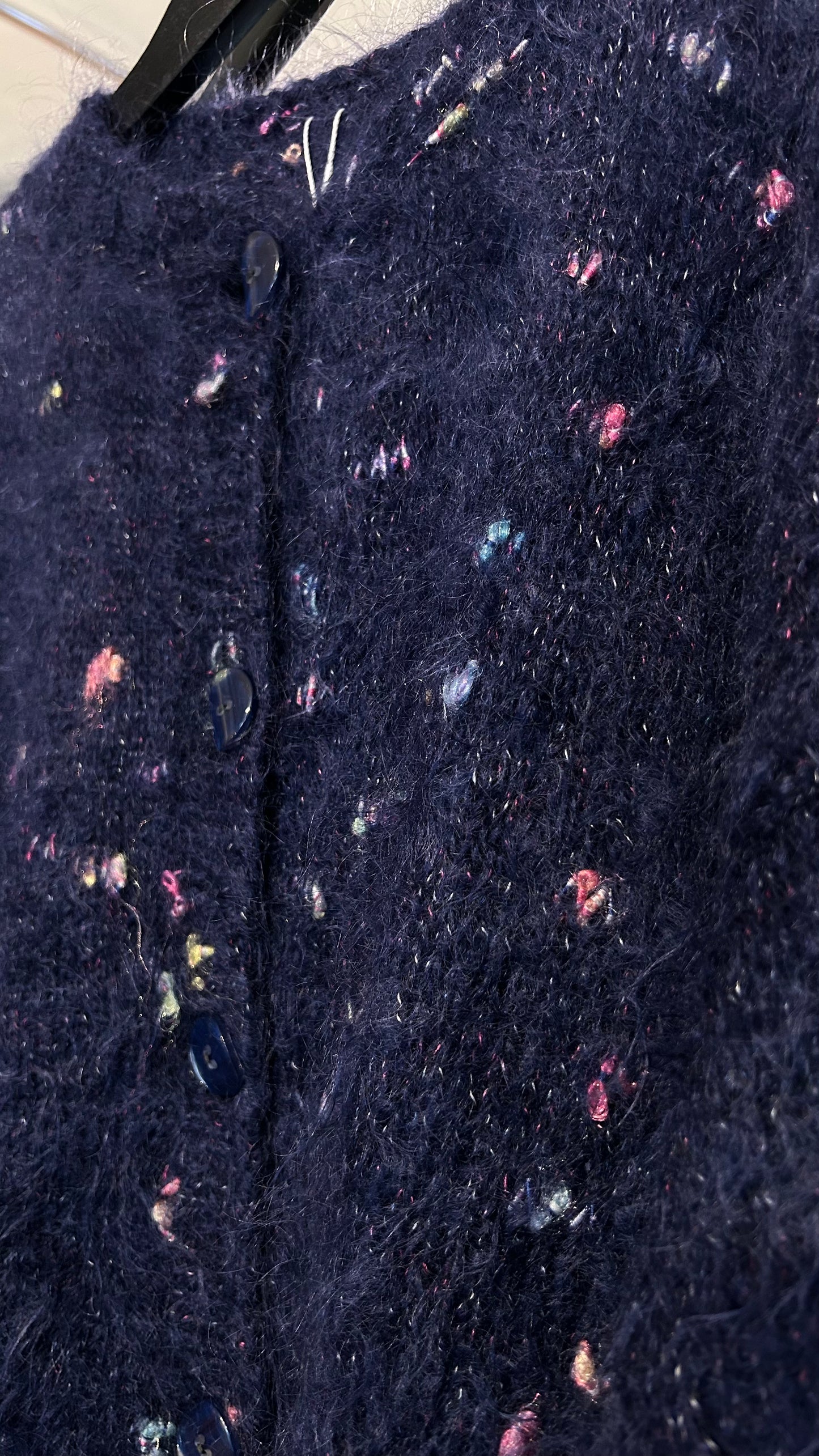 VINTAGE Handmade Strickjacke blau / M