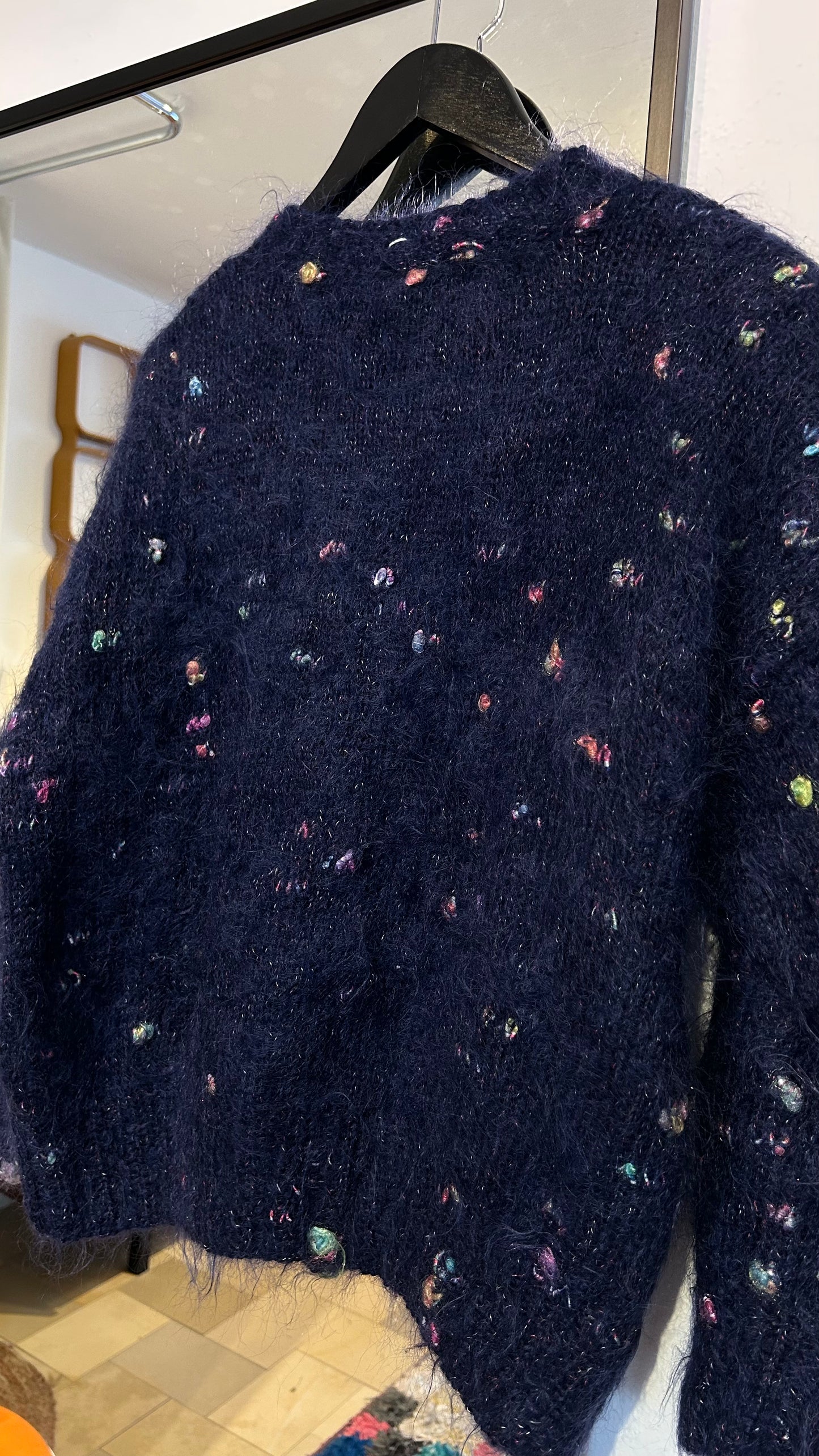 VINTAGE Handmade Strickjacke blau / M