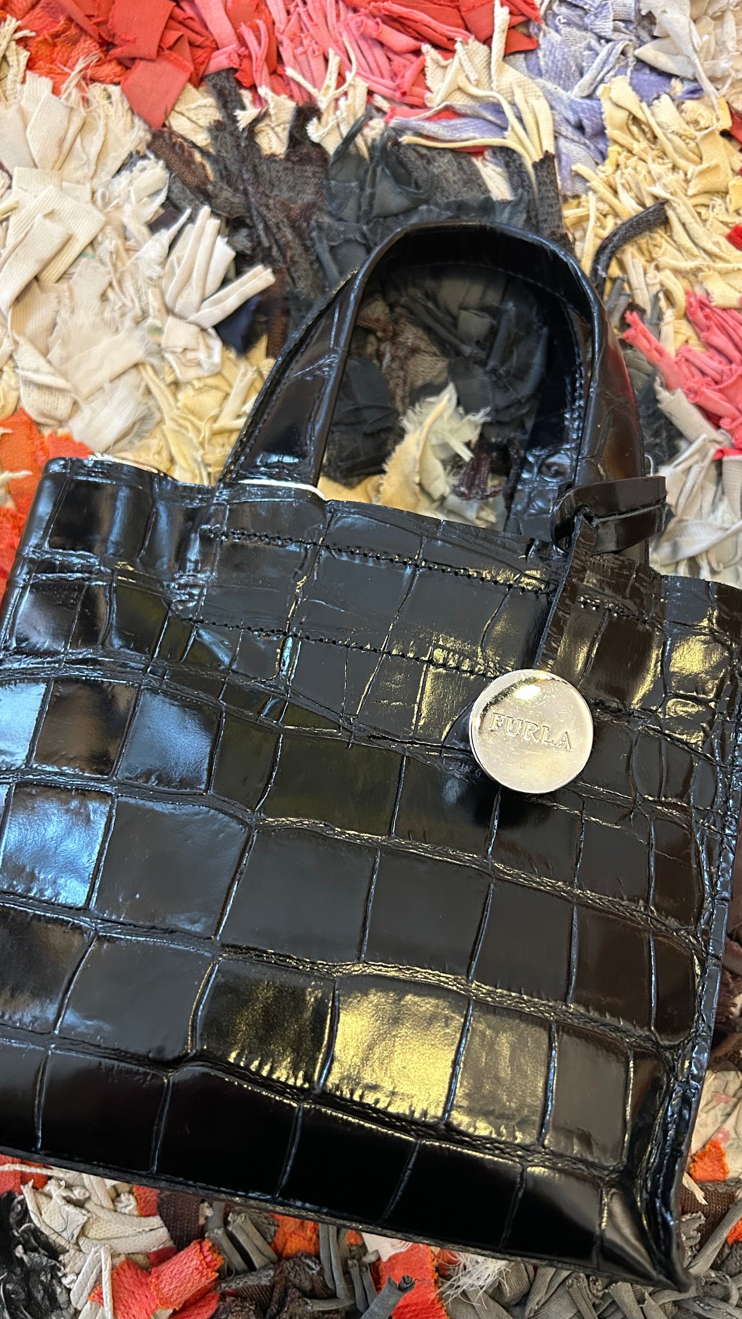 FULA Vintage Minibag schwarz Kroko