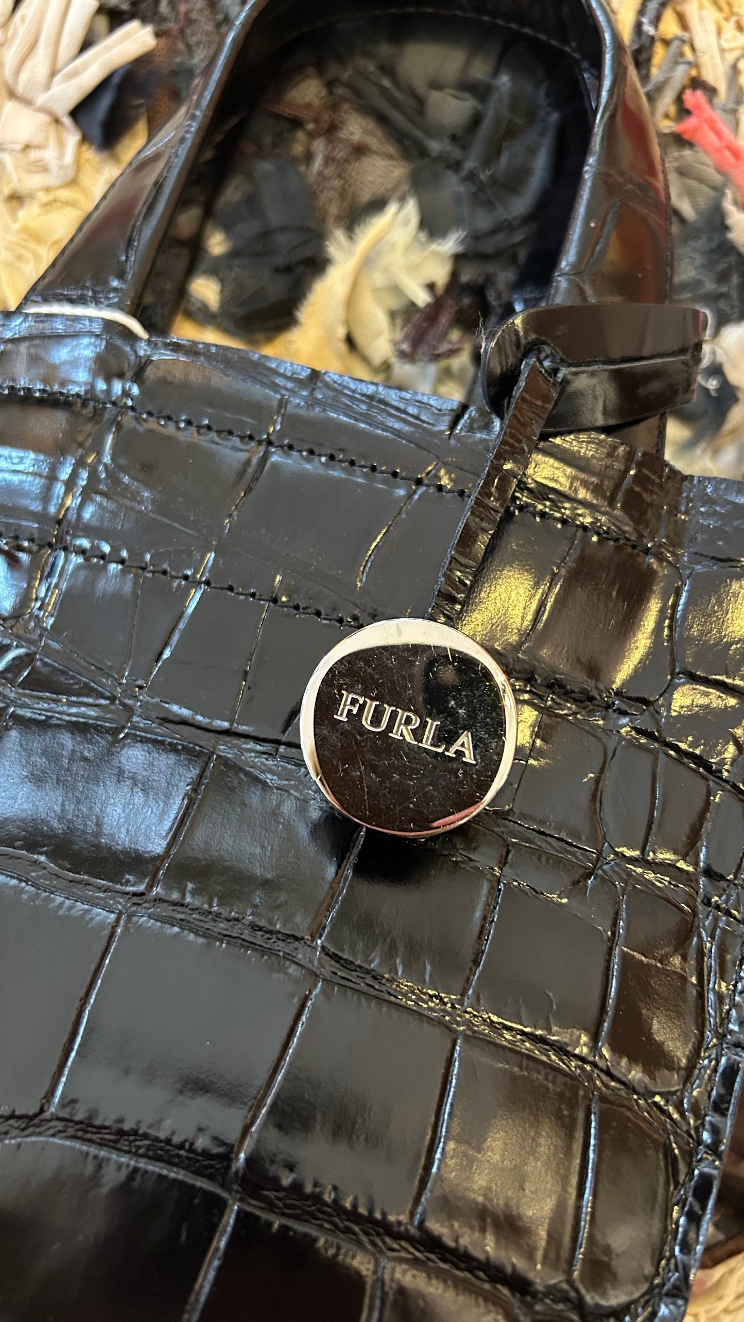 FULA Vintage Minibag schwarz Kroko