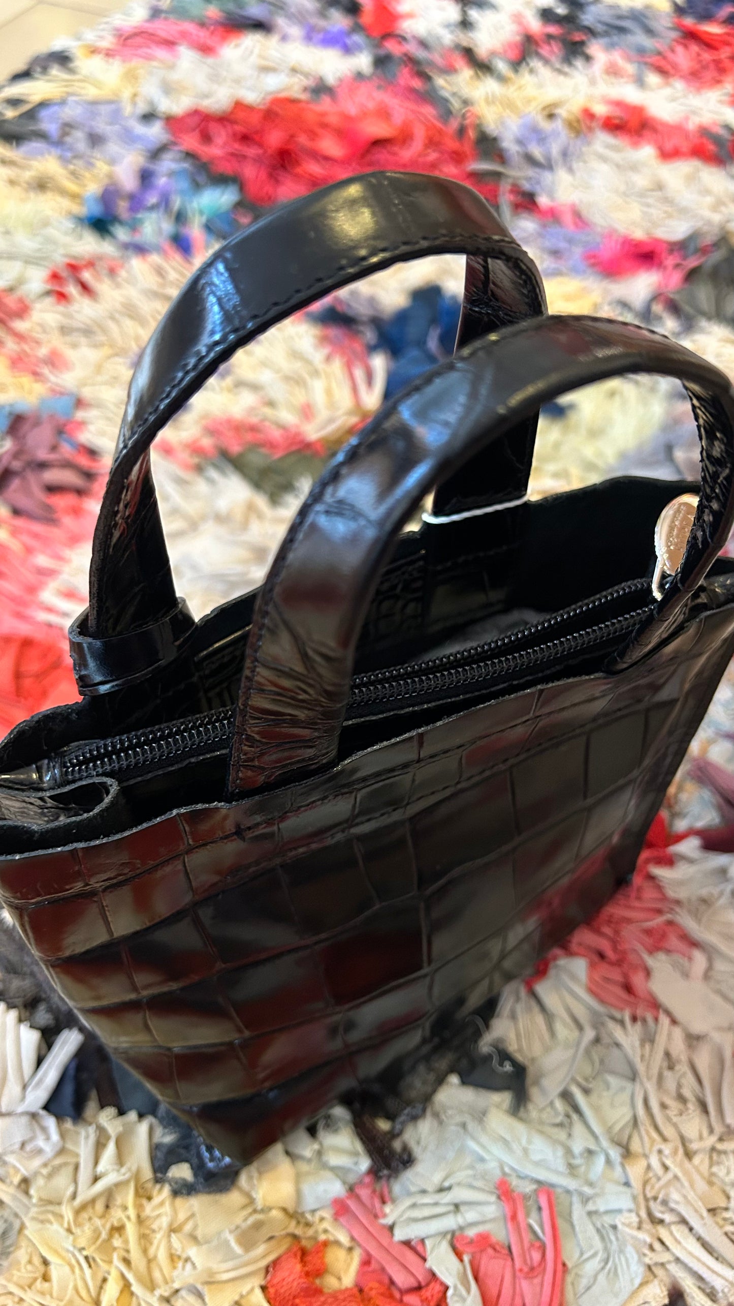 FULA Vintage Minibag schwarz Kroko