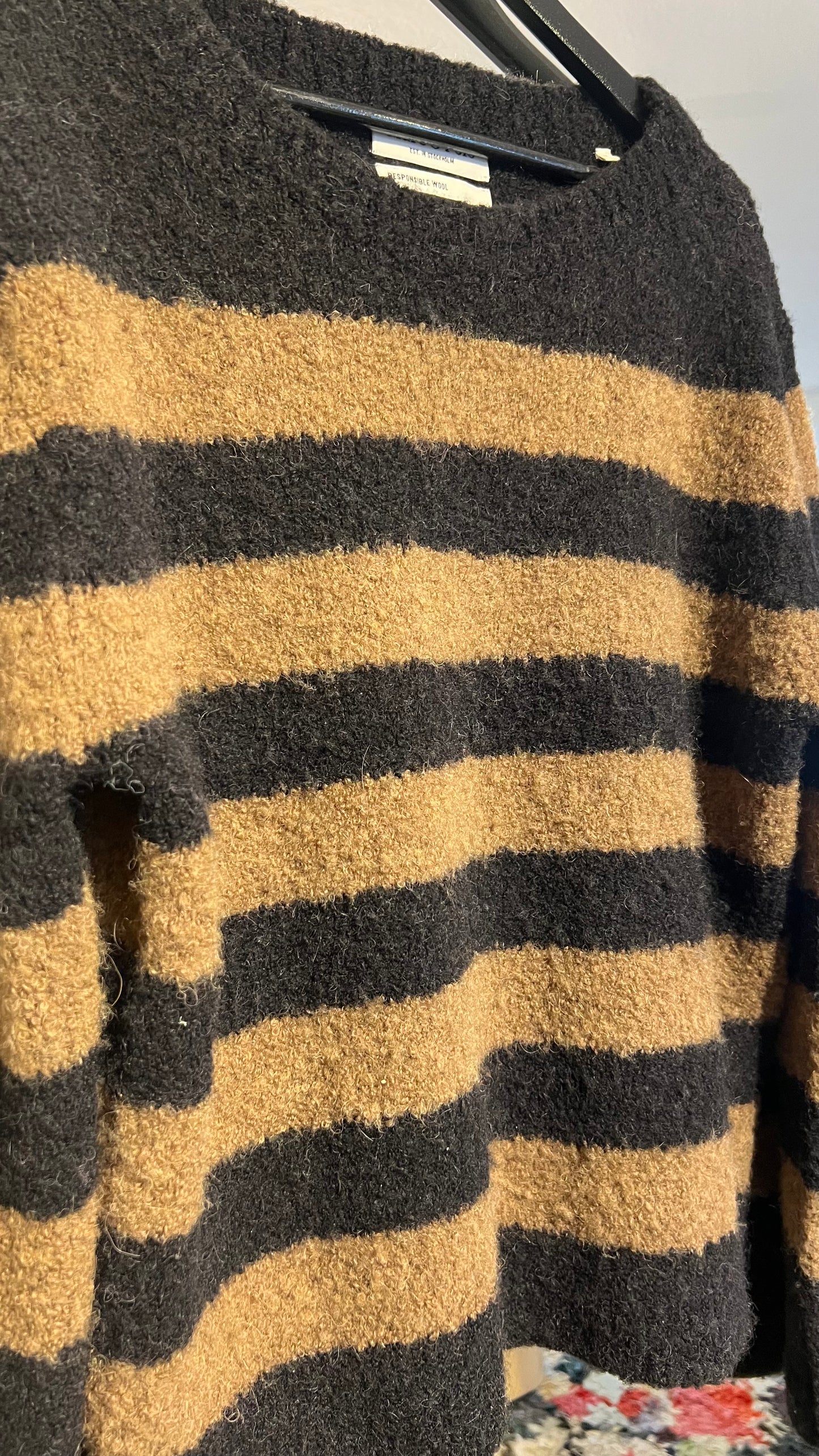 MARC O'POLO Strickpullover beige/schw Stripes