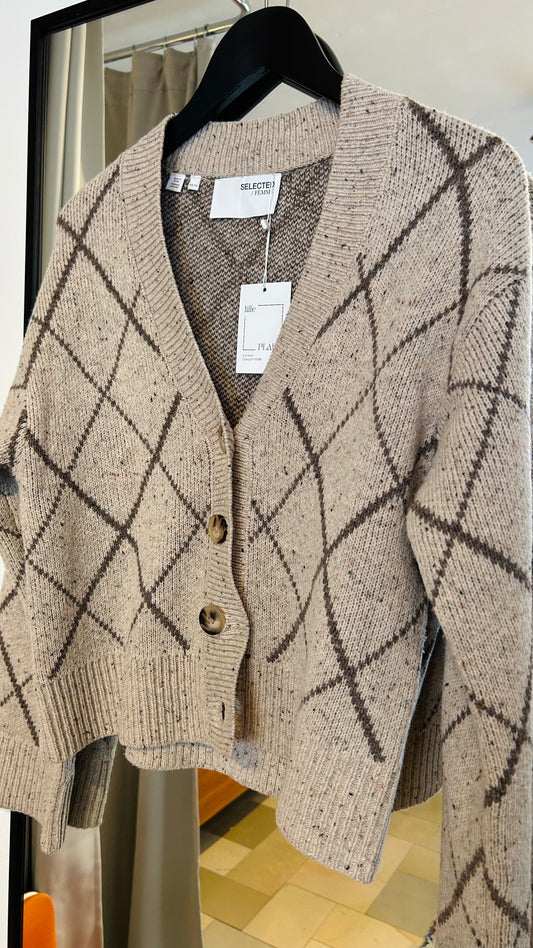 SELECTED FEMME Cardigan braun/beige Karo
