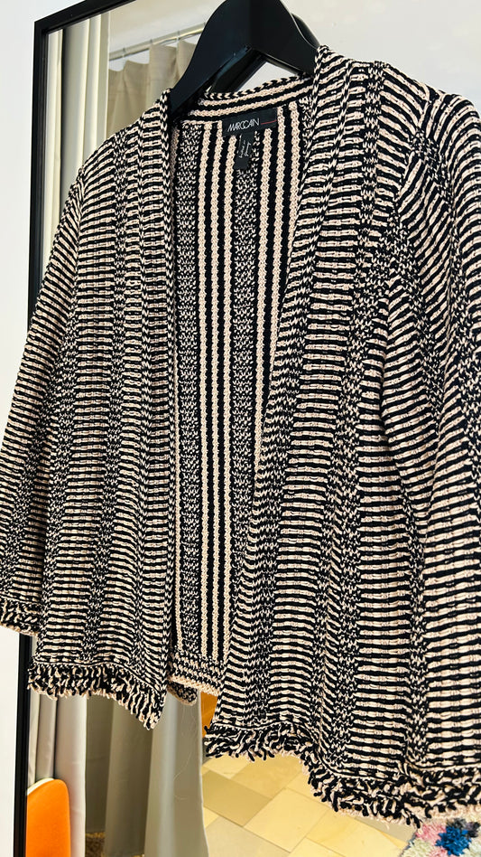 MARC CAIN Cardigan schwarz / beige Muster