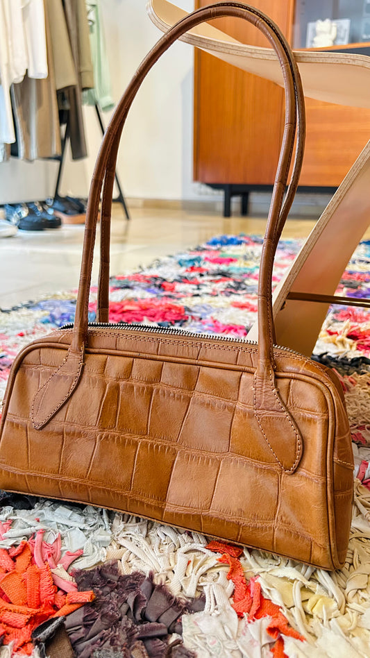 COCCINELLE Schultertasche cognac Kroko