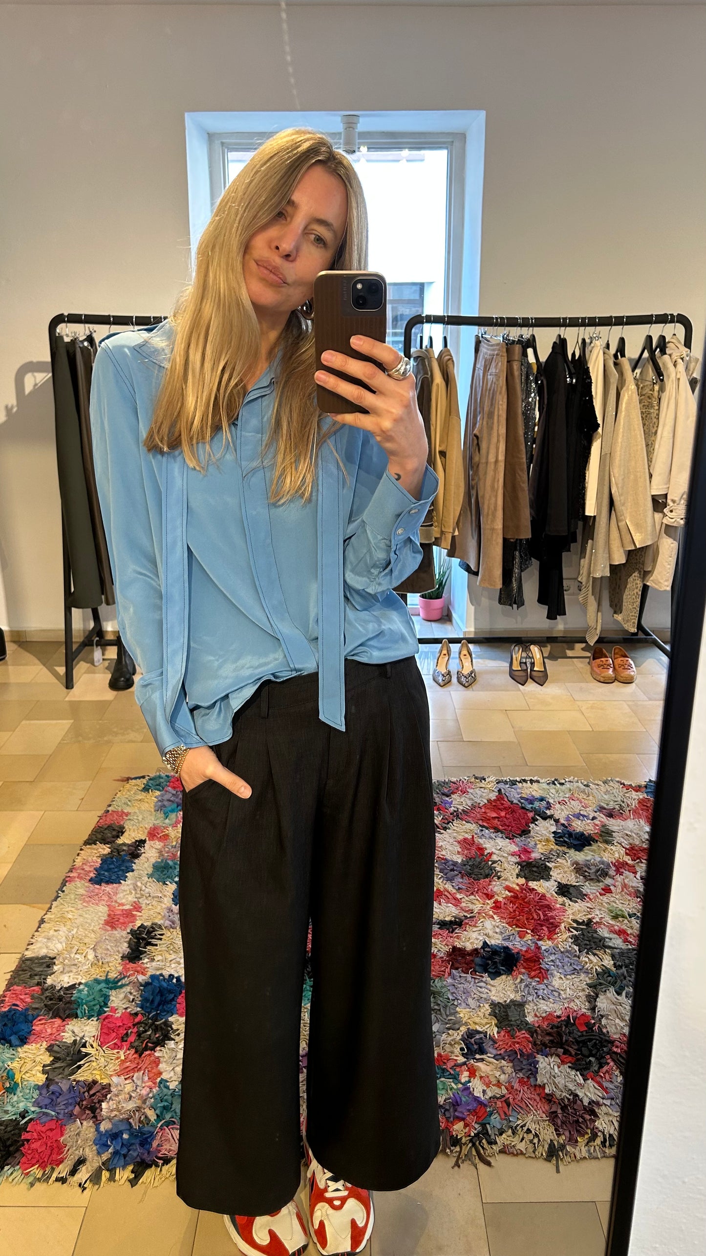 SANDRO Seidenbluse blau / M