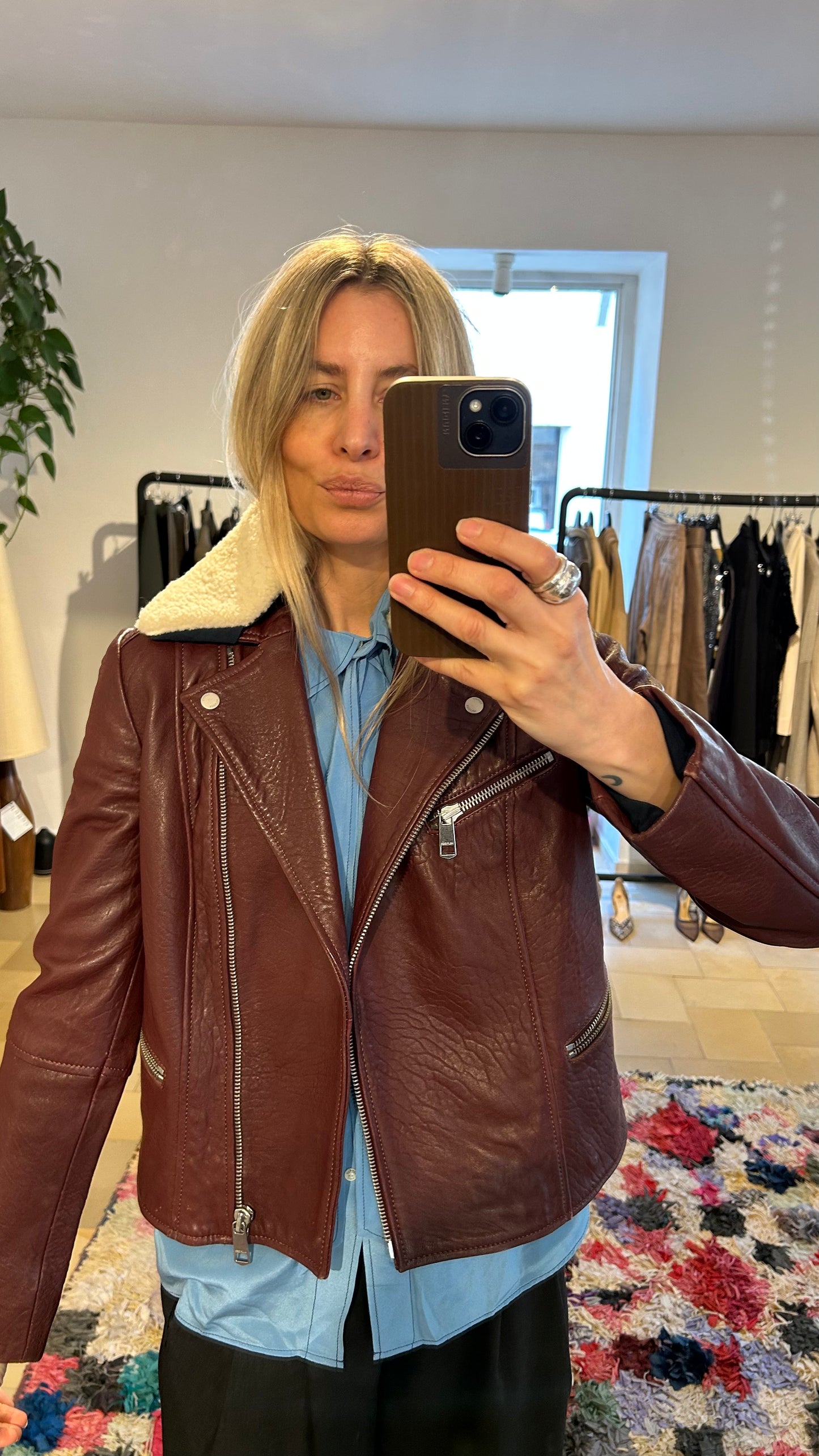 TOMMY HILFIGER Lederjacke bordeaux / S