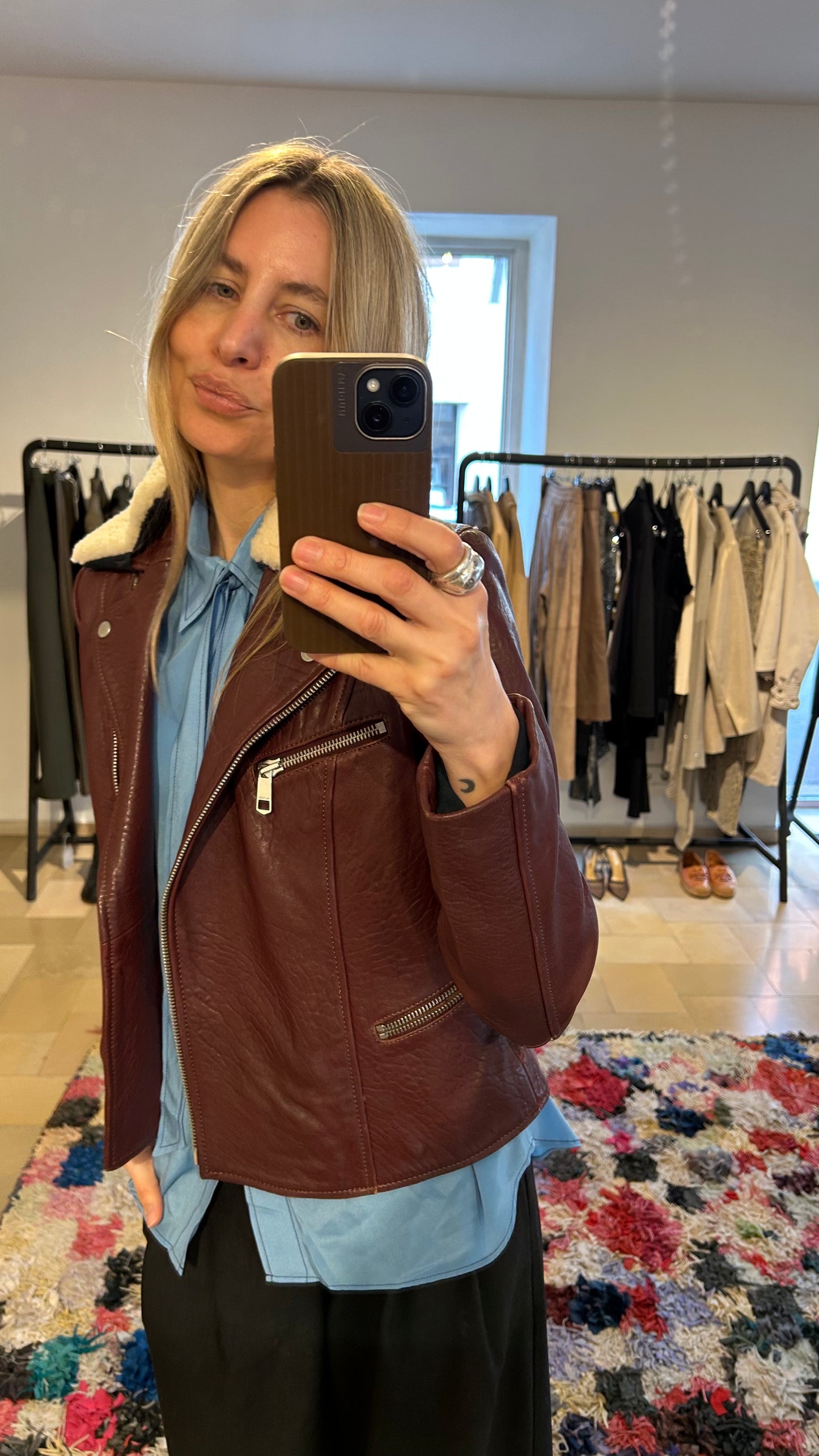 TOMMY HILFIGER Lederjacke bordeaux / S