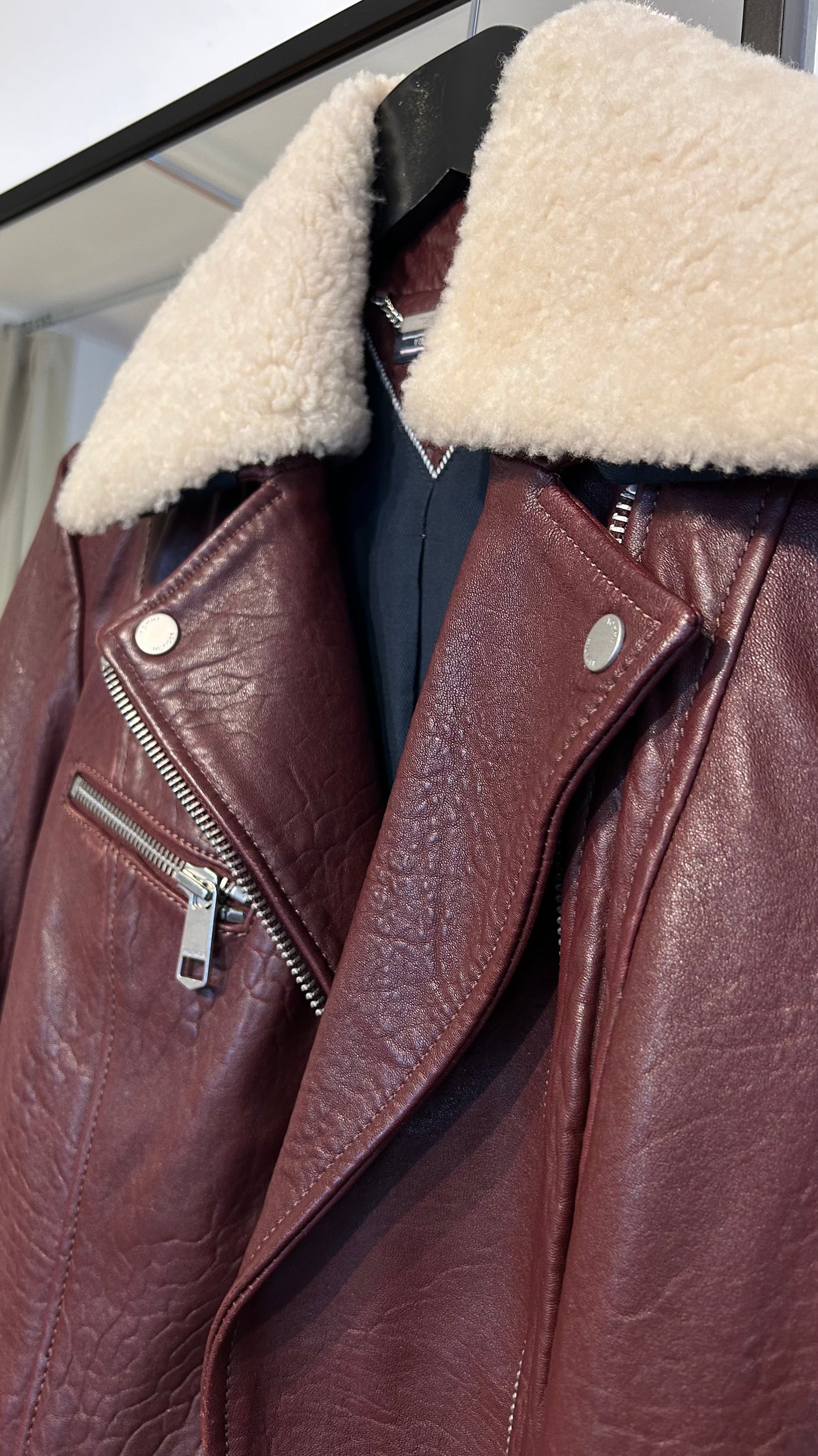 TOMMY HILFIGER Lederjacke bordeaux / S