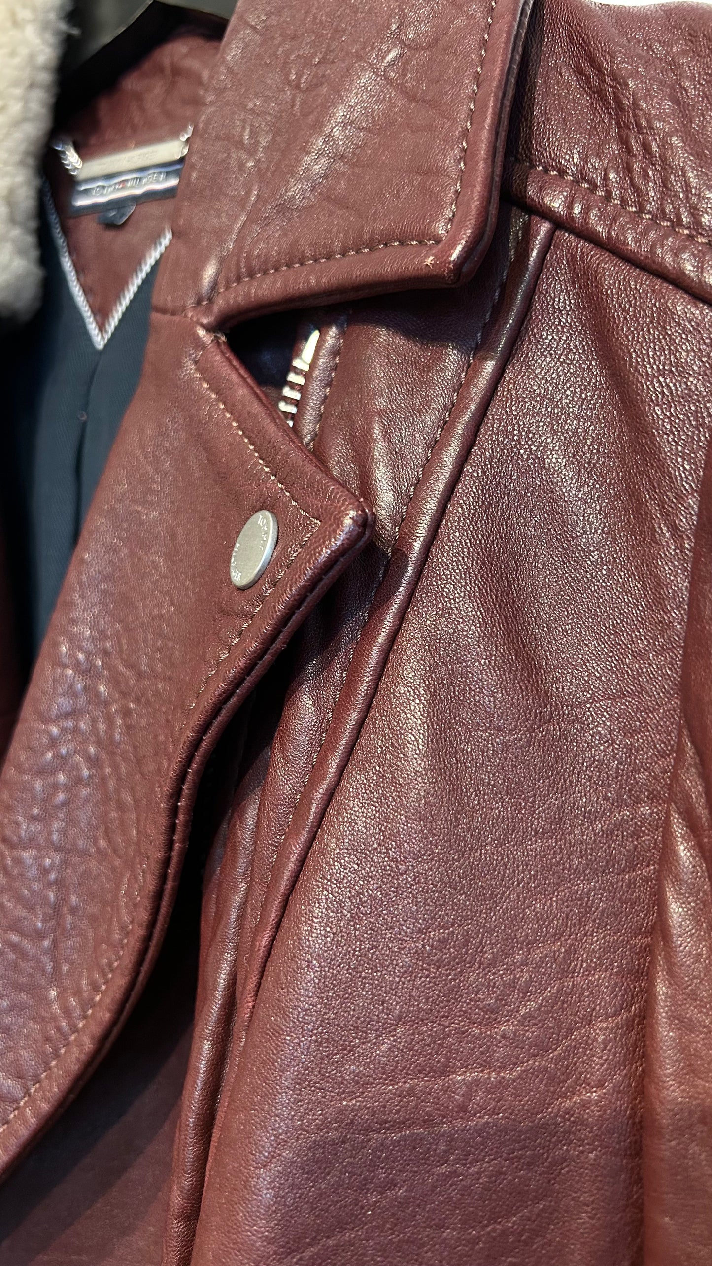 TOMMY HILFIGER Lederjacke bordeaux / S