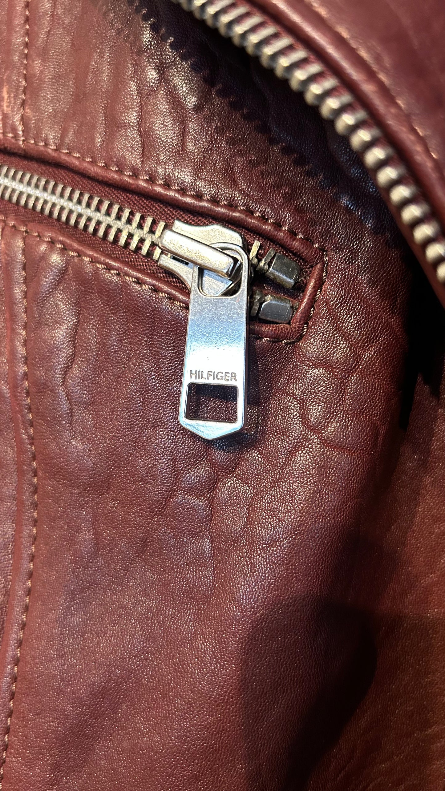 TOMMY HILFIGER Lederjacke bordeaux / S