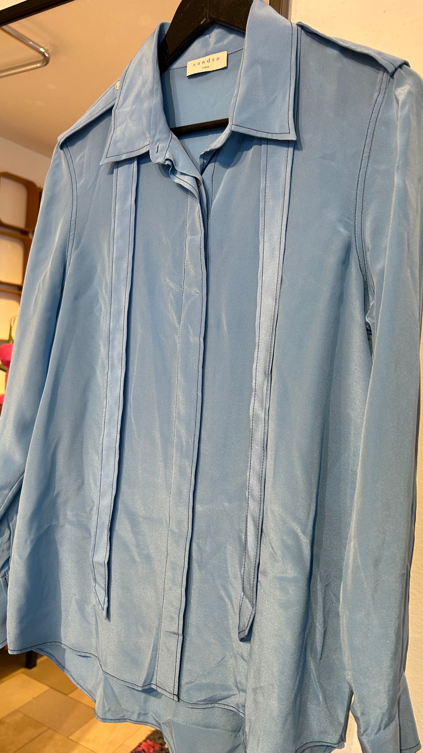 SANDRO Seidenbluse blau / M