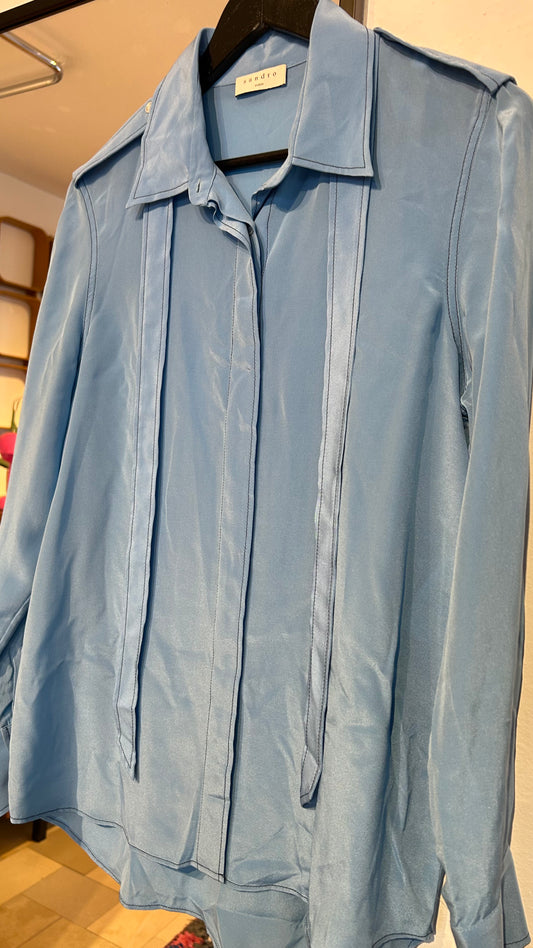 SANDRO Seidenbluse blau / M