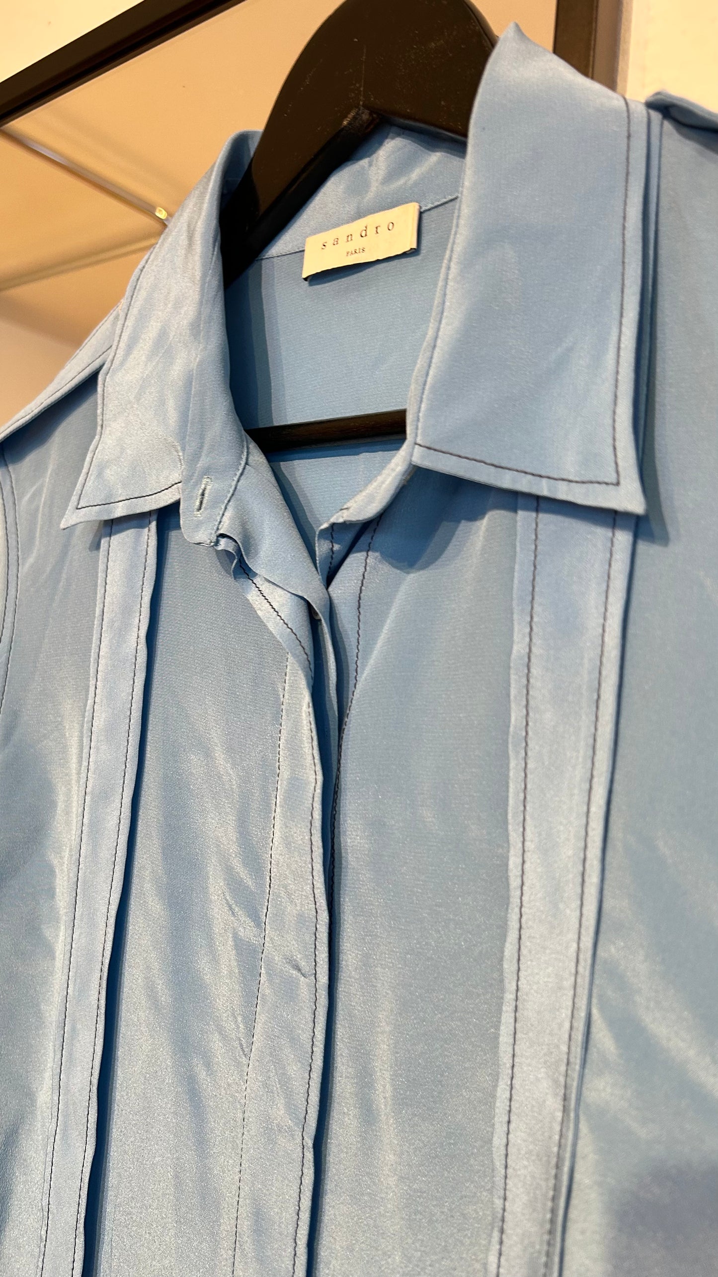 SANDRO Seidenbluse blau / M