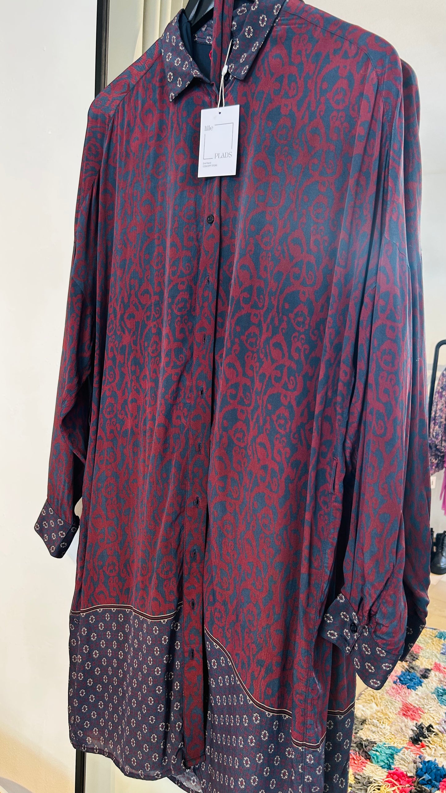IKKS Midikleid dunkelrot/blau Muster