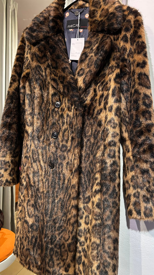 MARC CAIN Fake Fur Mantel Leo / 40