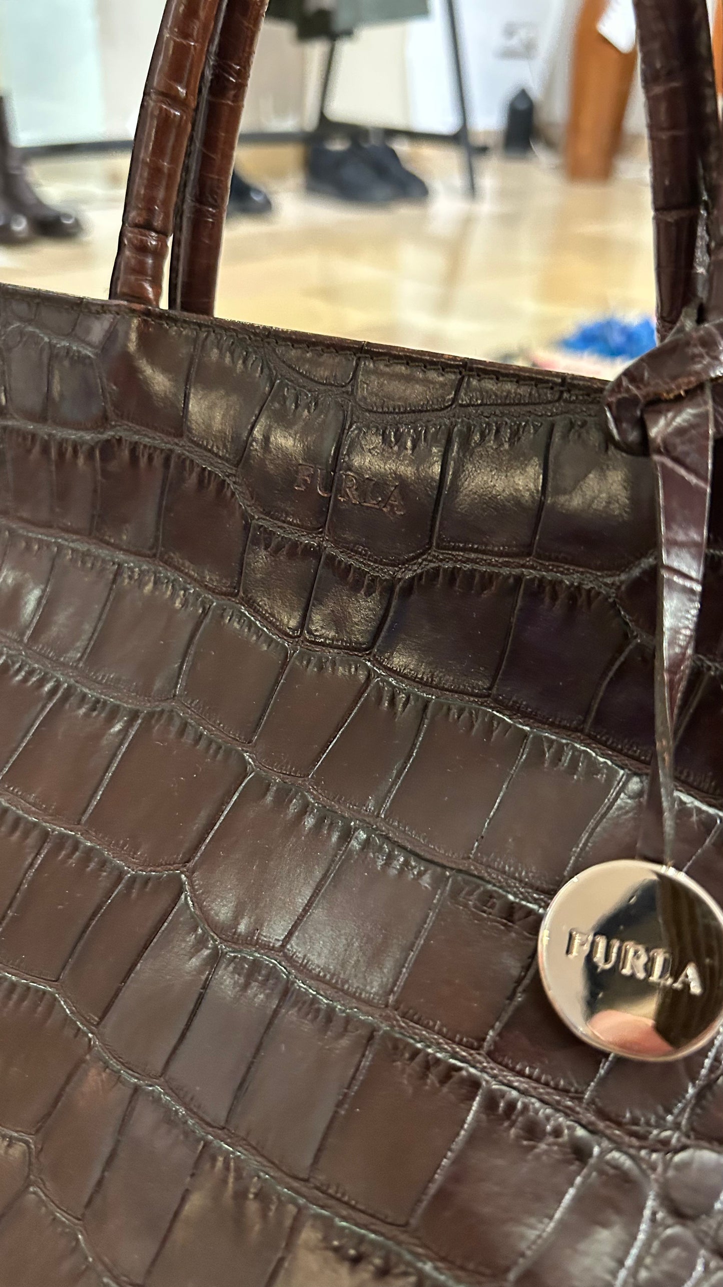 FURLA Handtasche Kroko braun