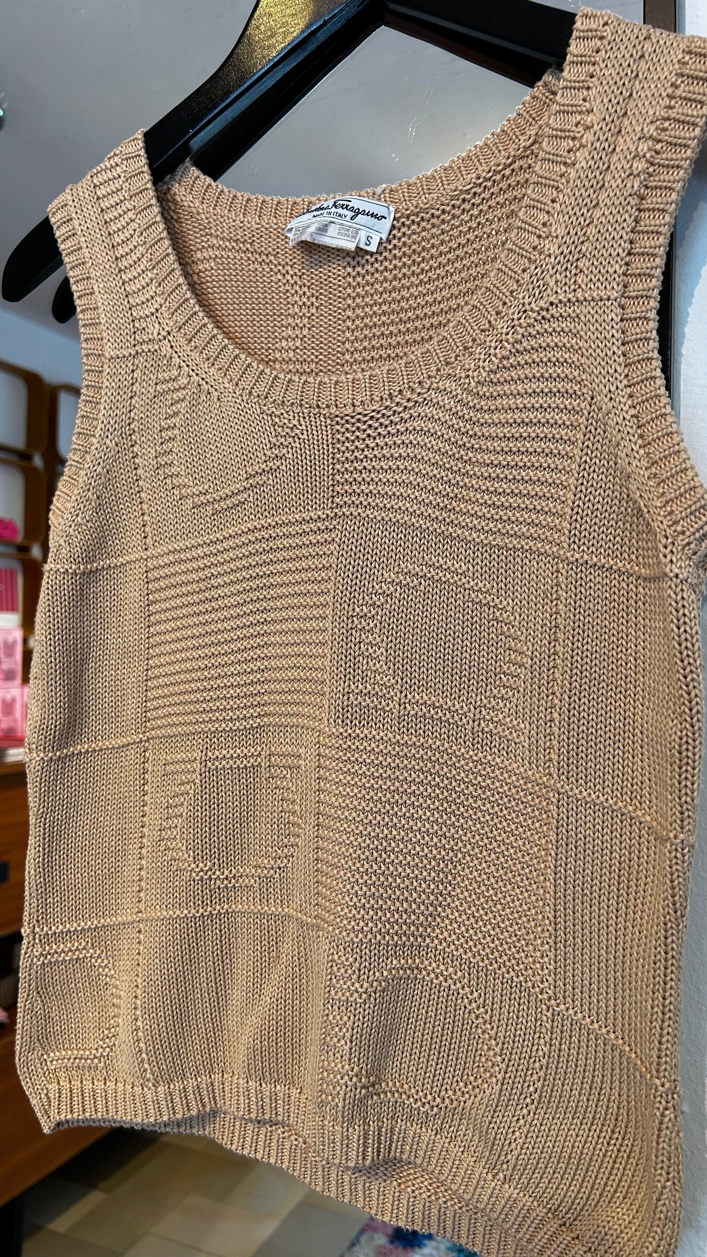 SALVATORE FERRAGAMO Vintage Stricktop beige / S