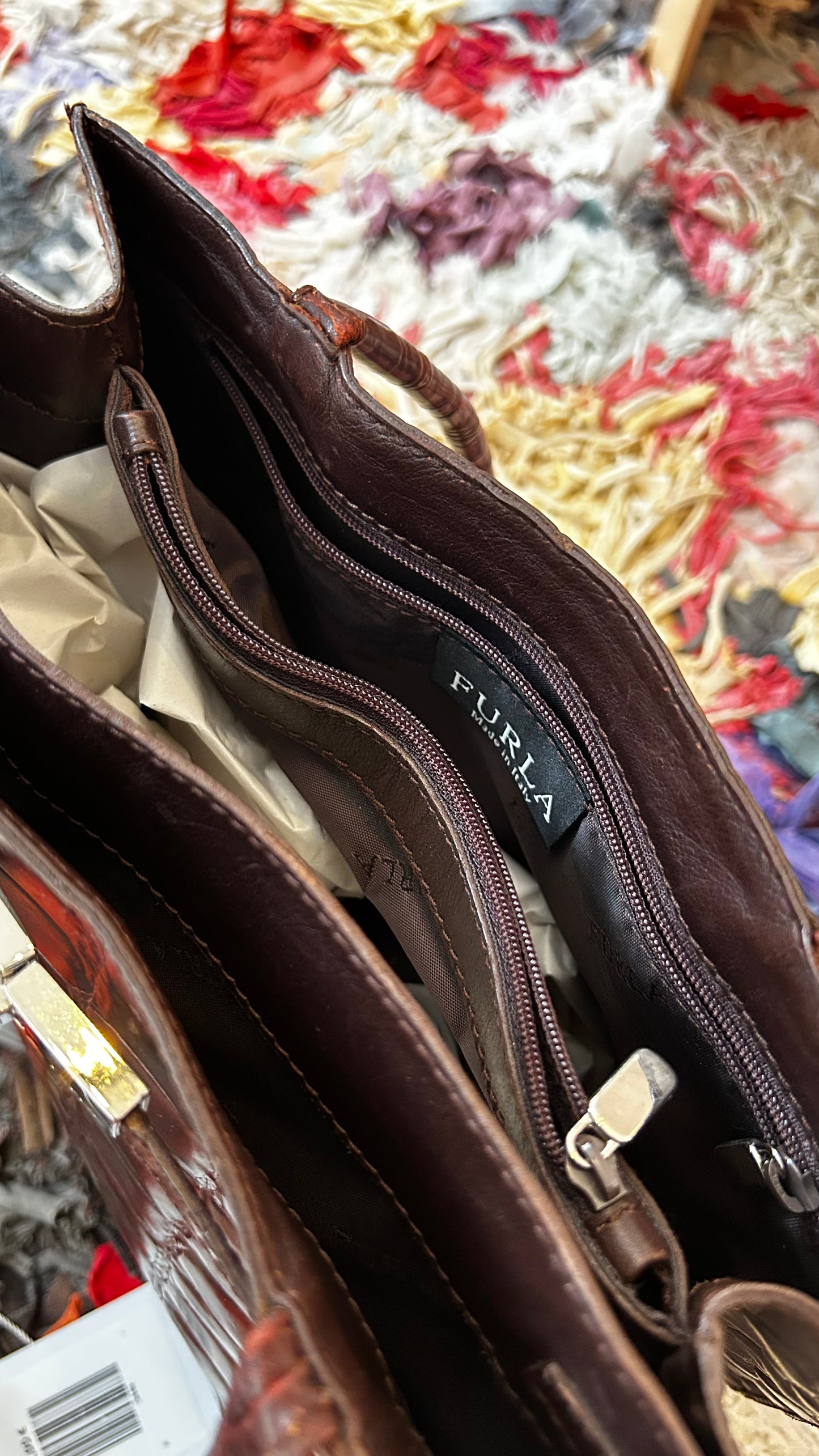 FURLA Vintage Schultertasche Kroko
