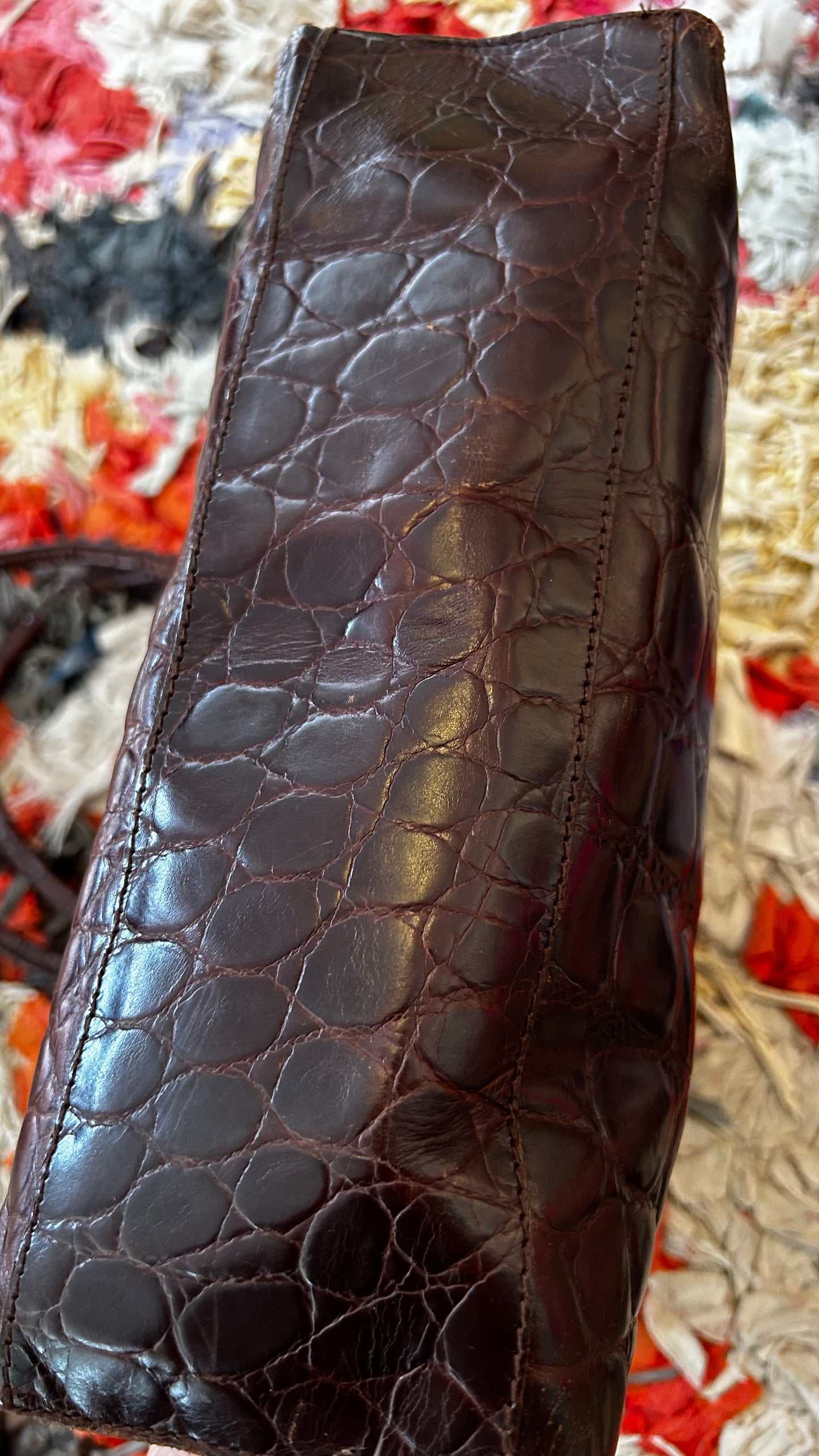 FURLA Vintage Schultertasche Kroko