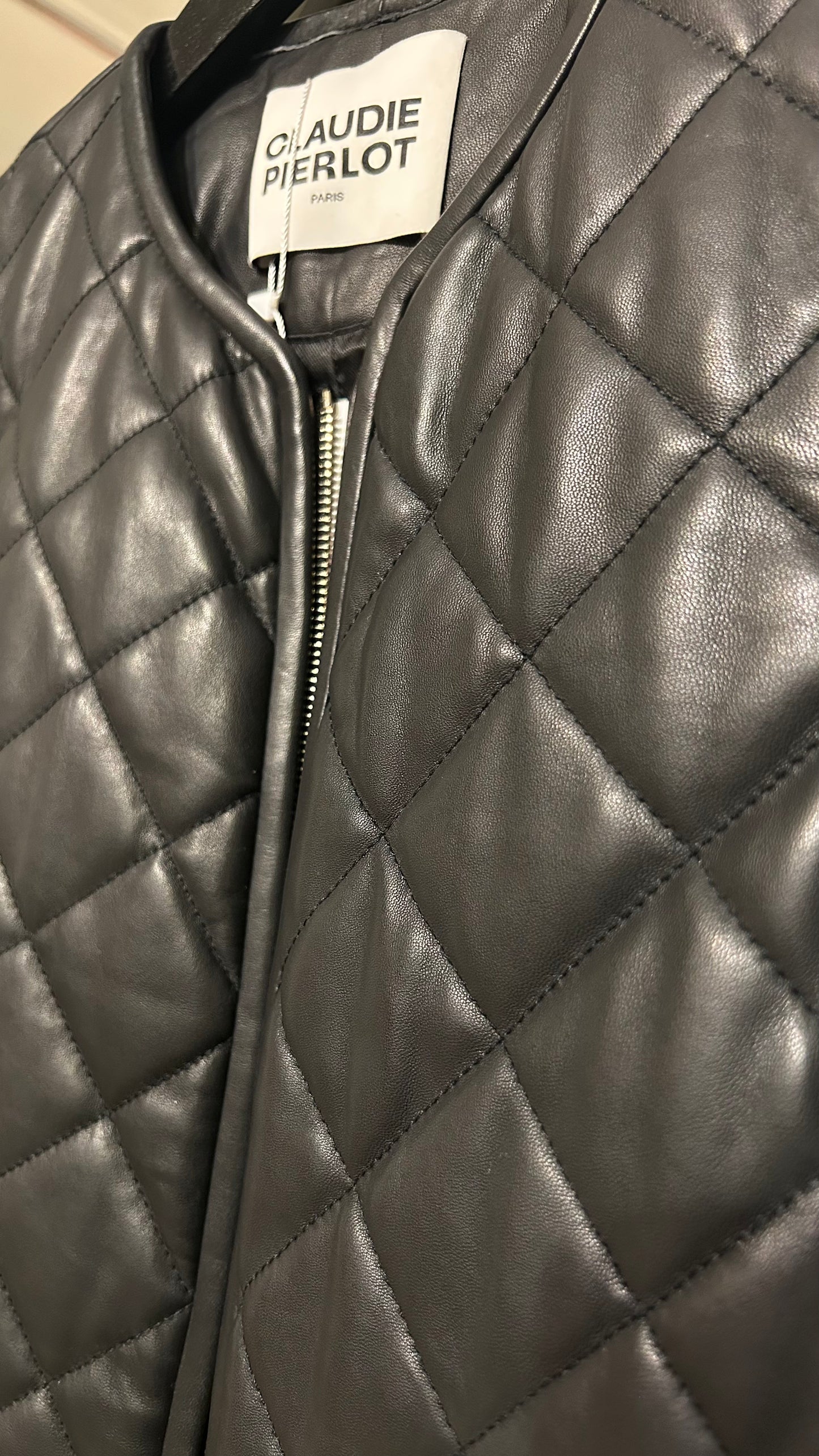 CLAUDIE PIERLOT Lederjacke schw. / S