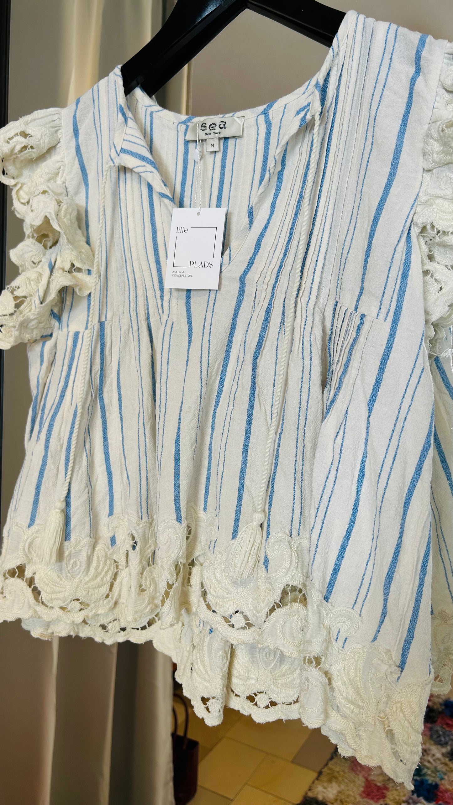 SEA - New York Bluse weiß/hellblau