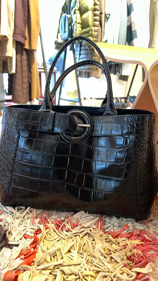 FURLA Handtasche Schwarz Kroko