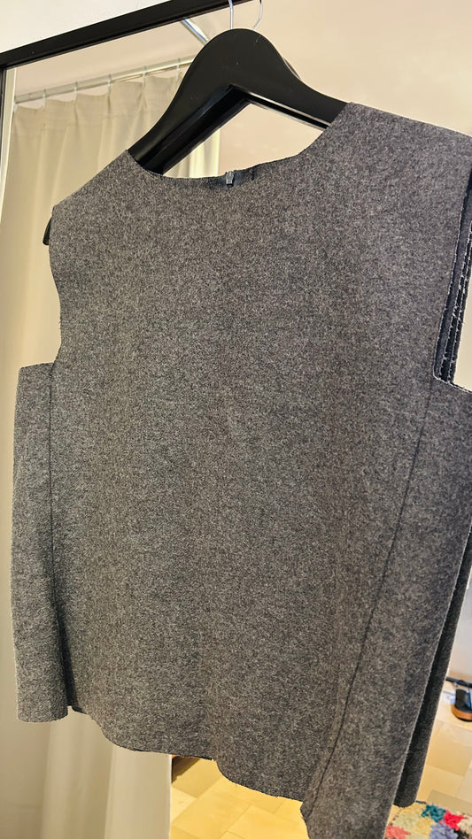 VINTAGE Boiled Wool Top anthrazit / S