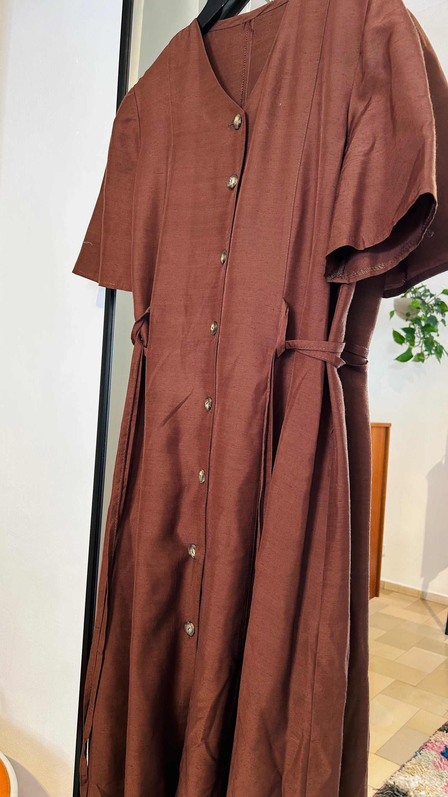 VINTAGE Midikleid braun geknöpft
