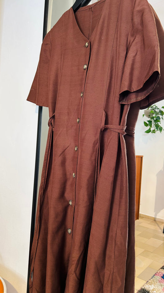 VINTAGE Midikleid braun geknöpft