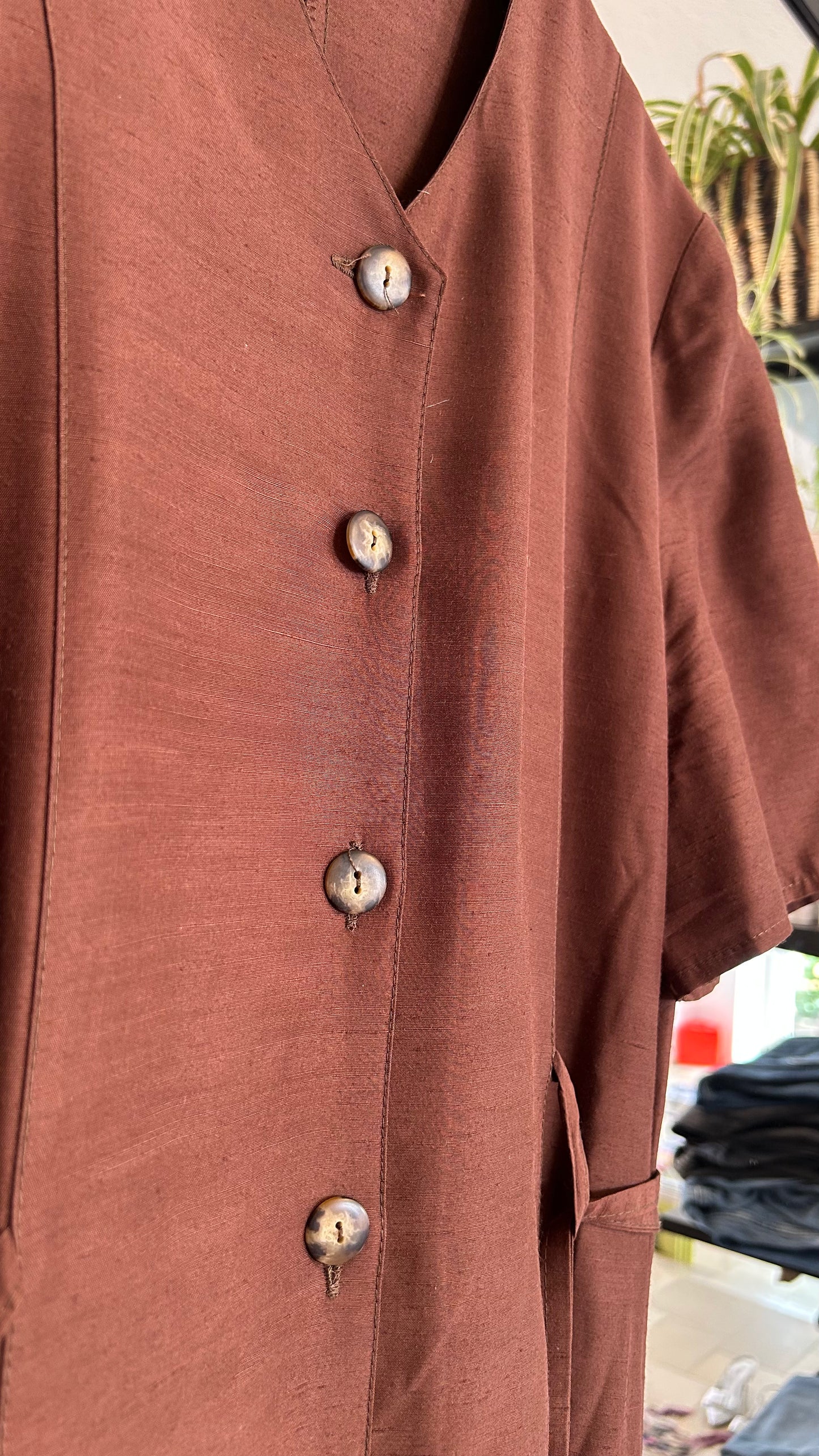 VINTAGE Midikleid braun geknöpft