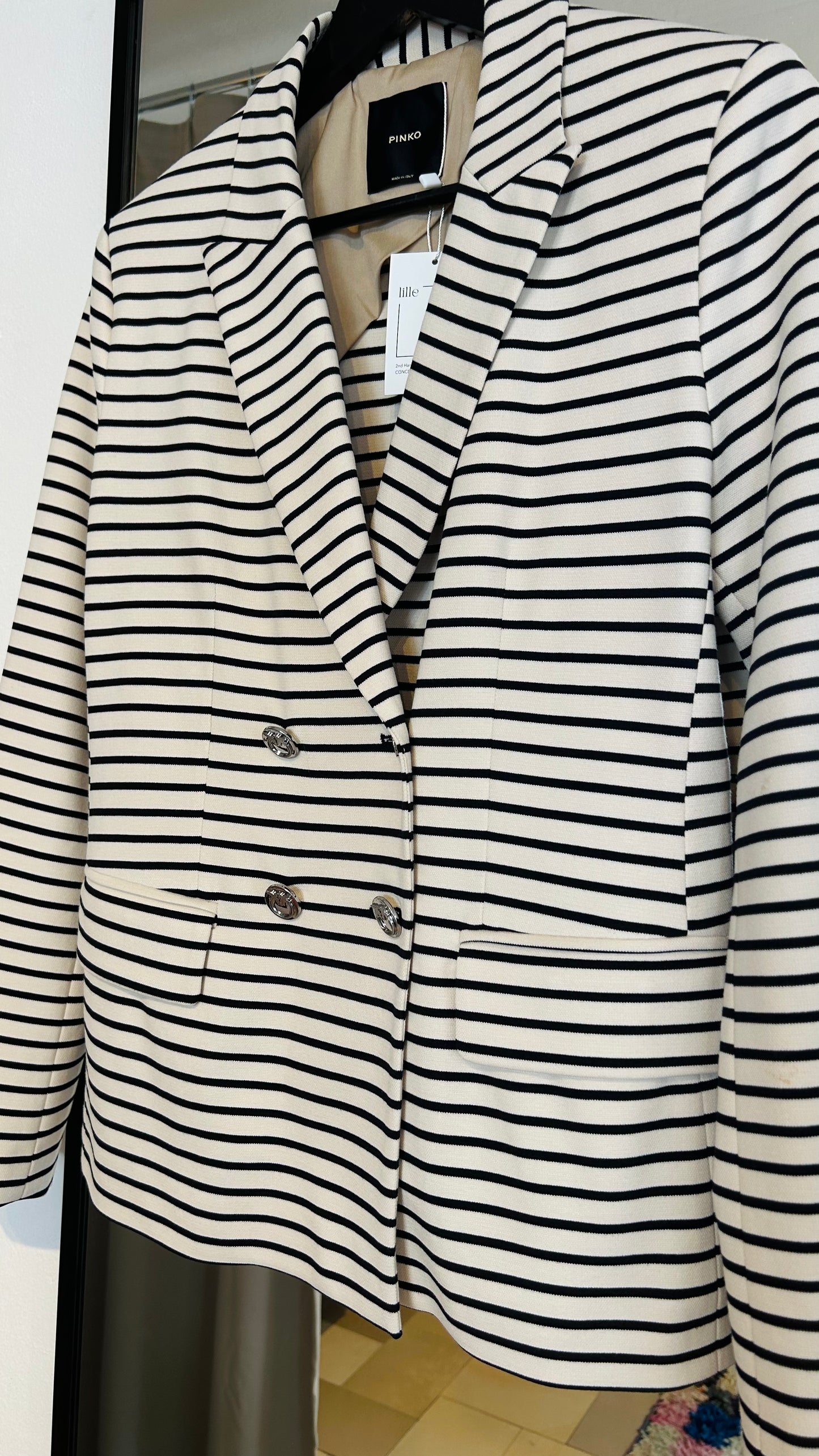 PINKO Blazer schwarz/weiß Streifen