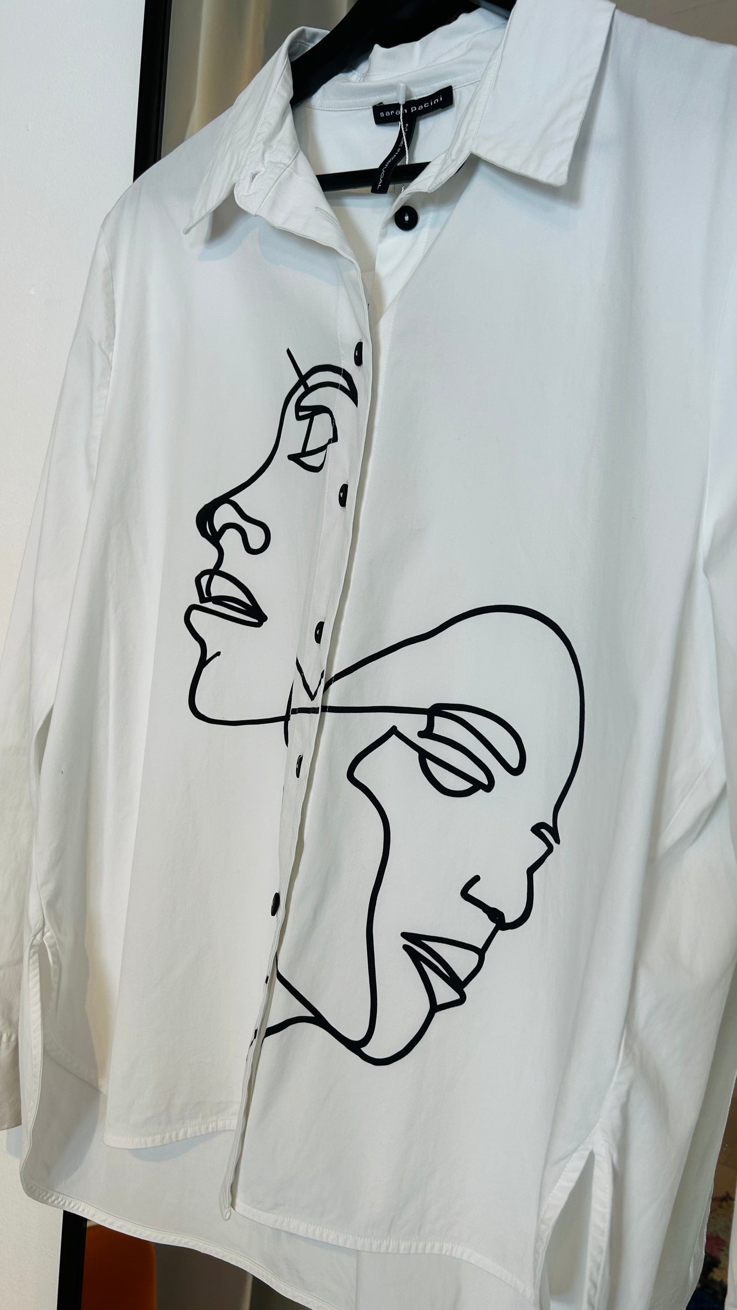 SARAH PACINI Bluse weiß/schwarz Print
