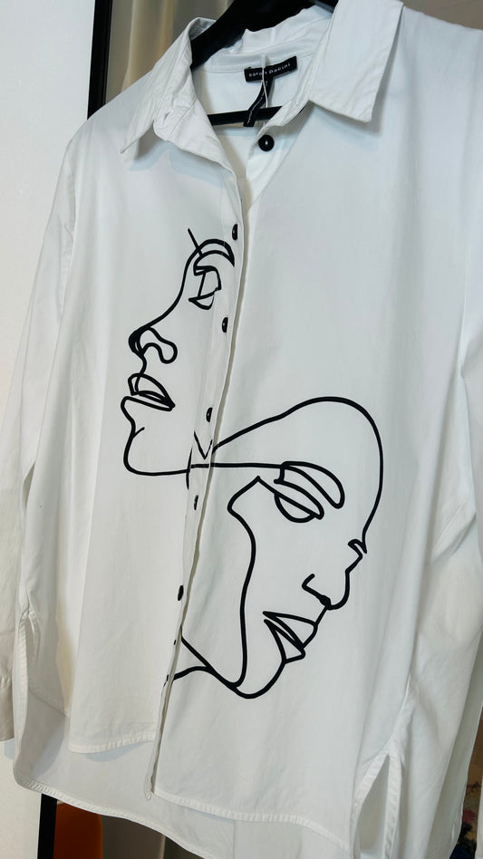 SARAH PACINI Bluse weiß/schwarz Print