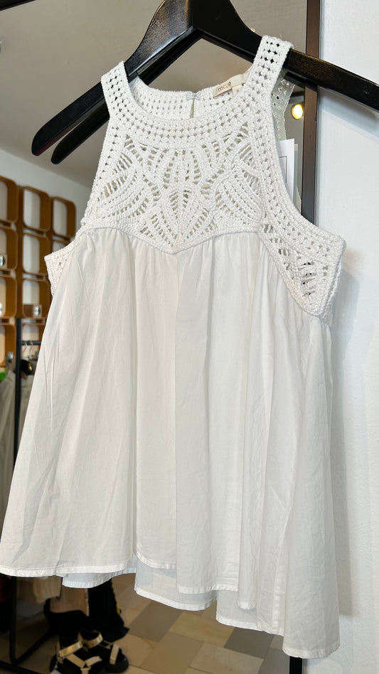 MAJE Top Crochet weiß / S
