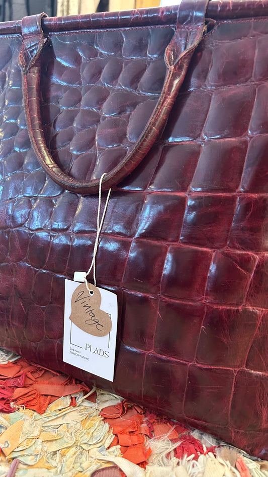 FURLA Vintage Shopper Kroko bordeaux