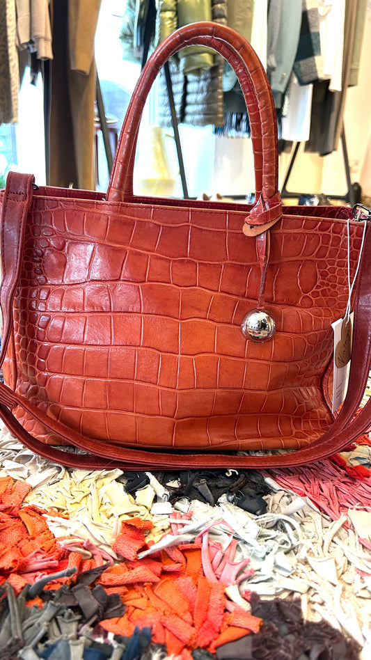 FURLA Vintage Handtasche orange/rot Kroko