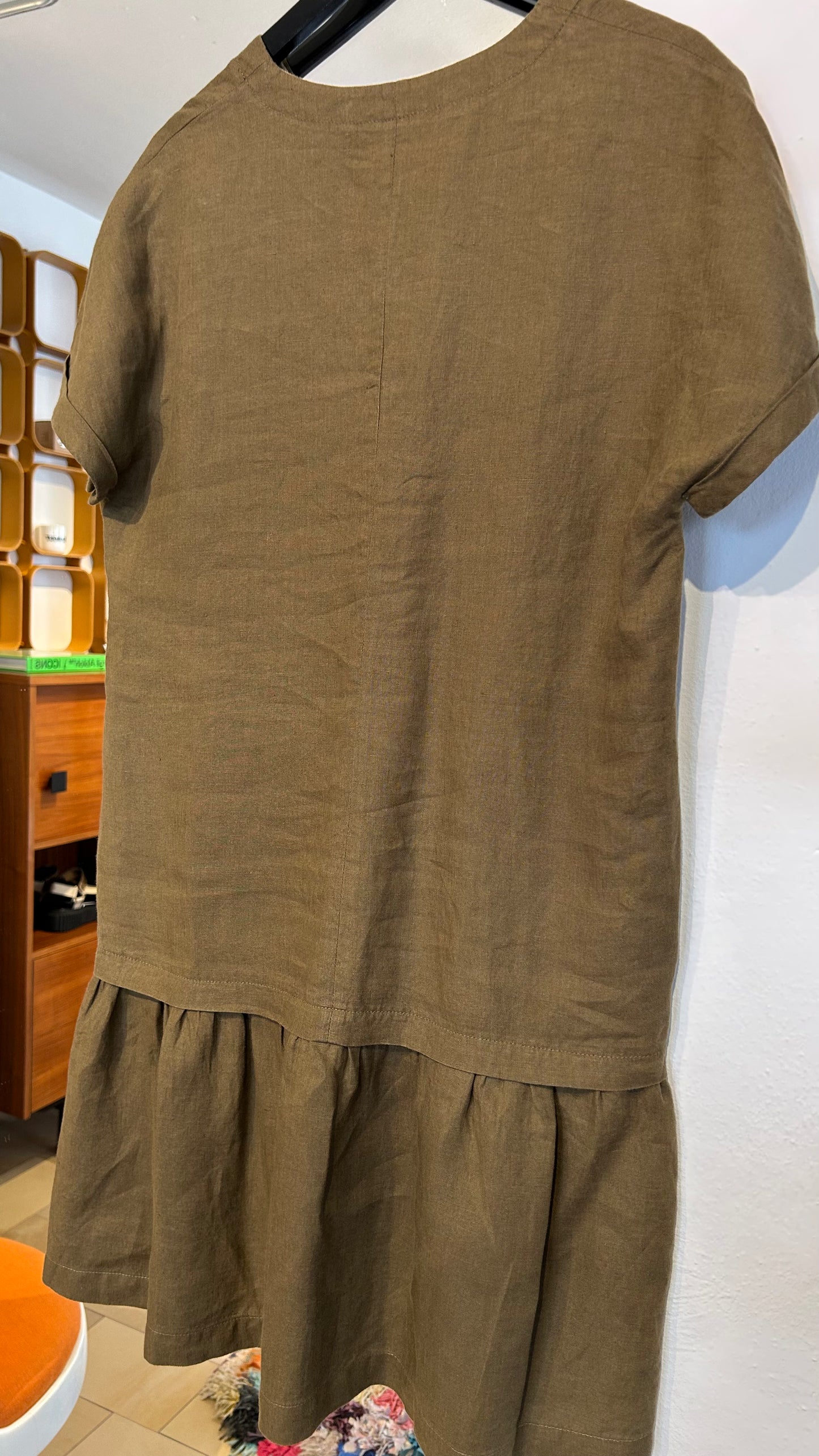 RIANI Leinenkleid Midi oliv / S
