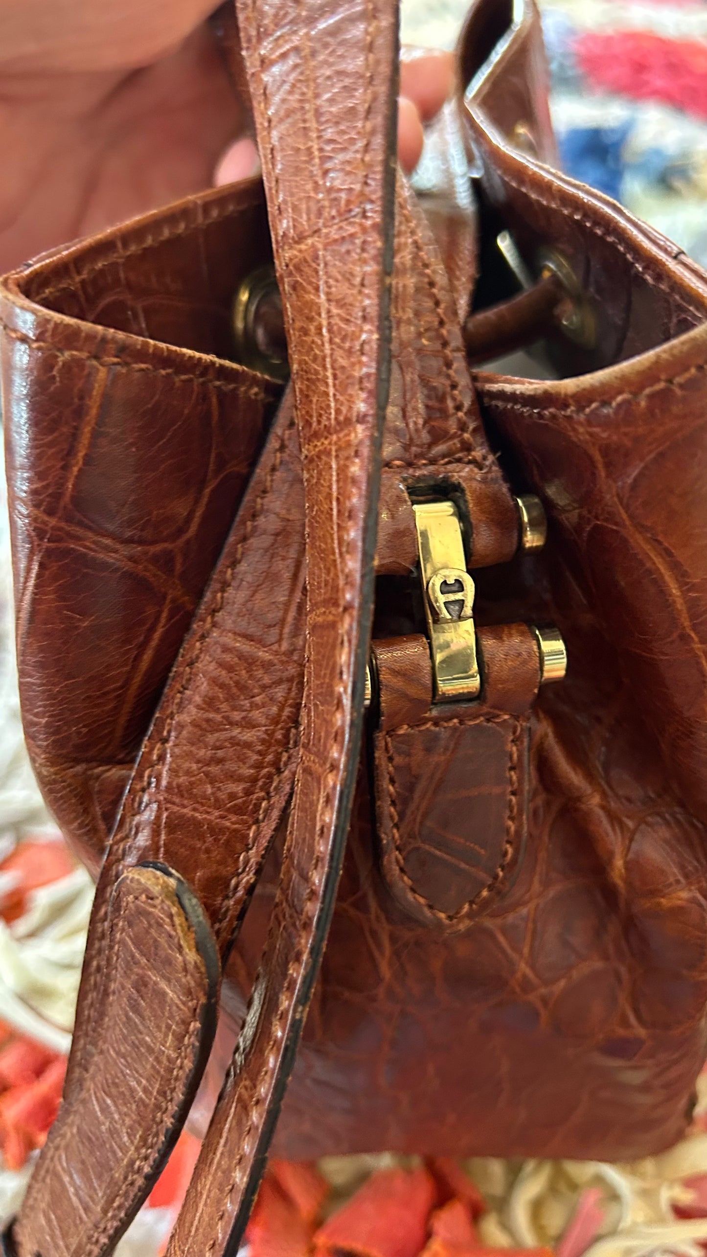 AIGNER Vintage Bucket Bag braun Kroko