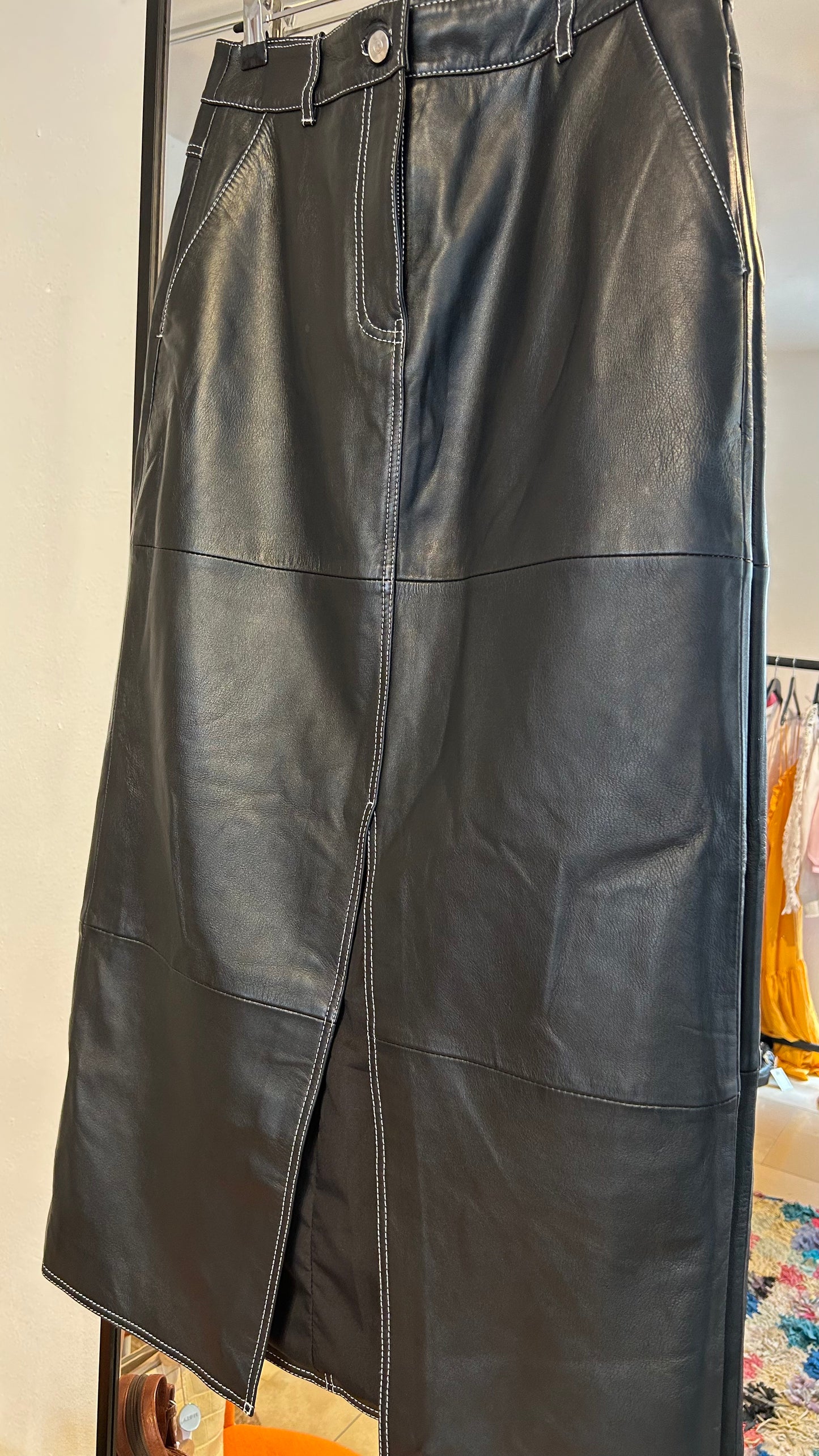 YAS Maxirock Leder schwarz