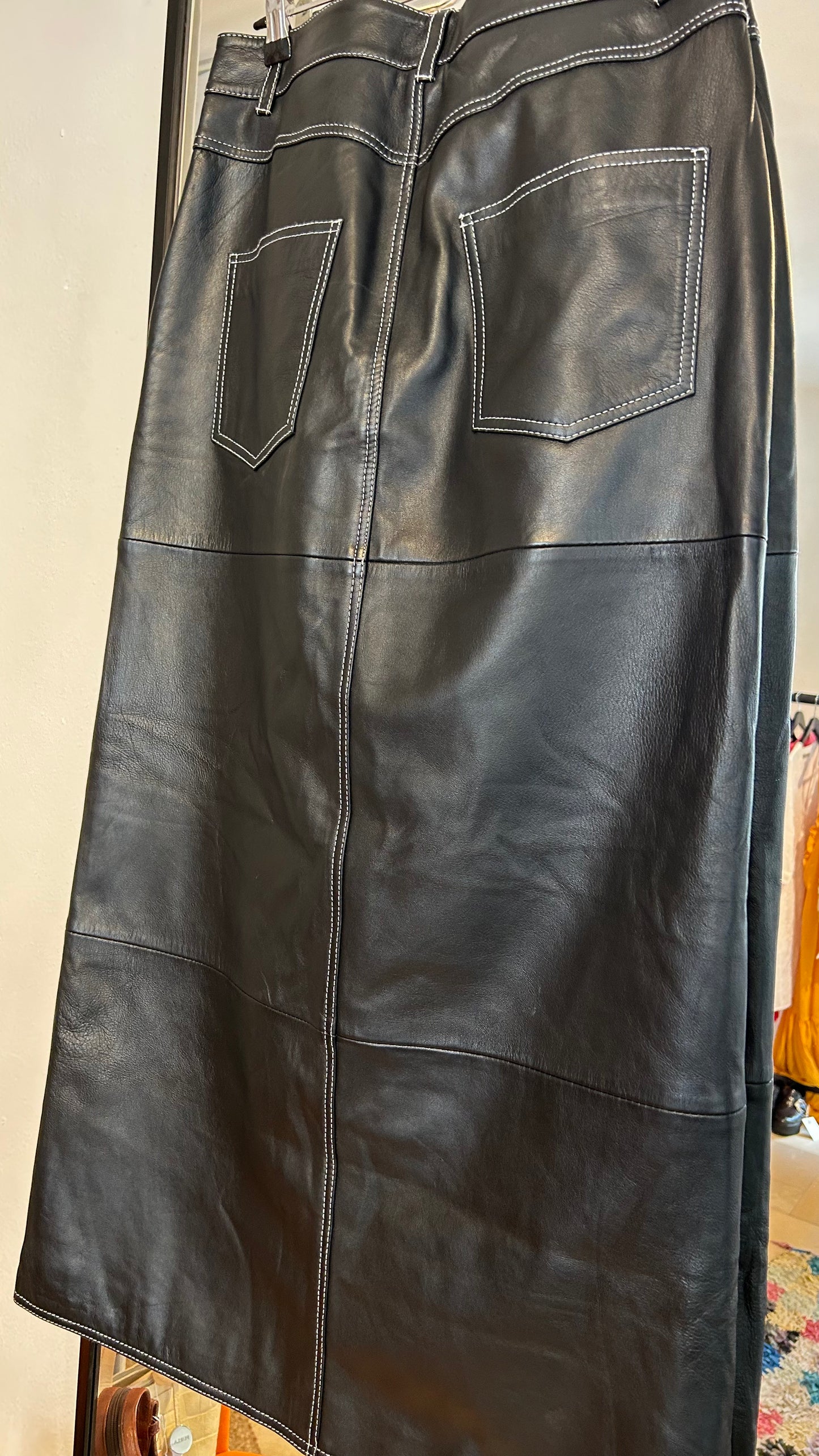 YAS Maxirock Leder schwarz