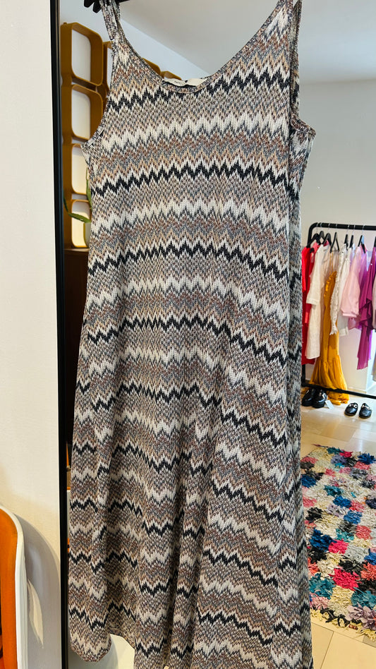 COSTA & MANI Kleid grau/braun Muster