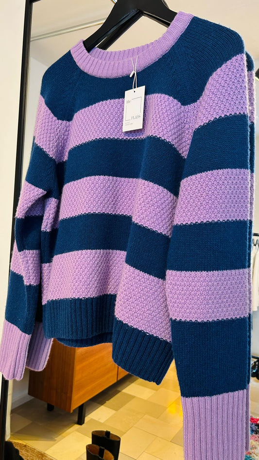 LANIUS Strickpullover blau/flieder Streifen - lille.PLADS