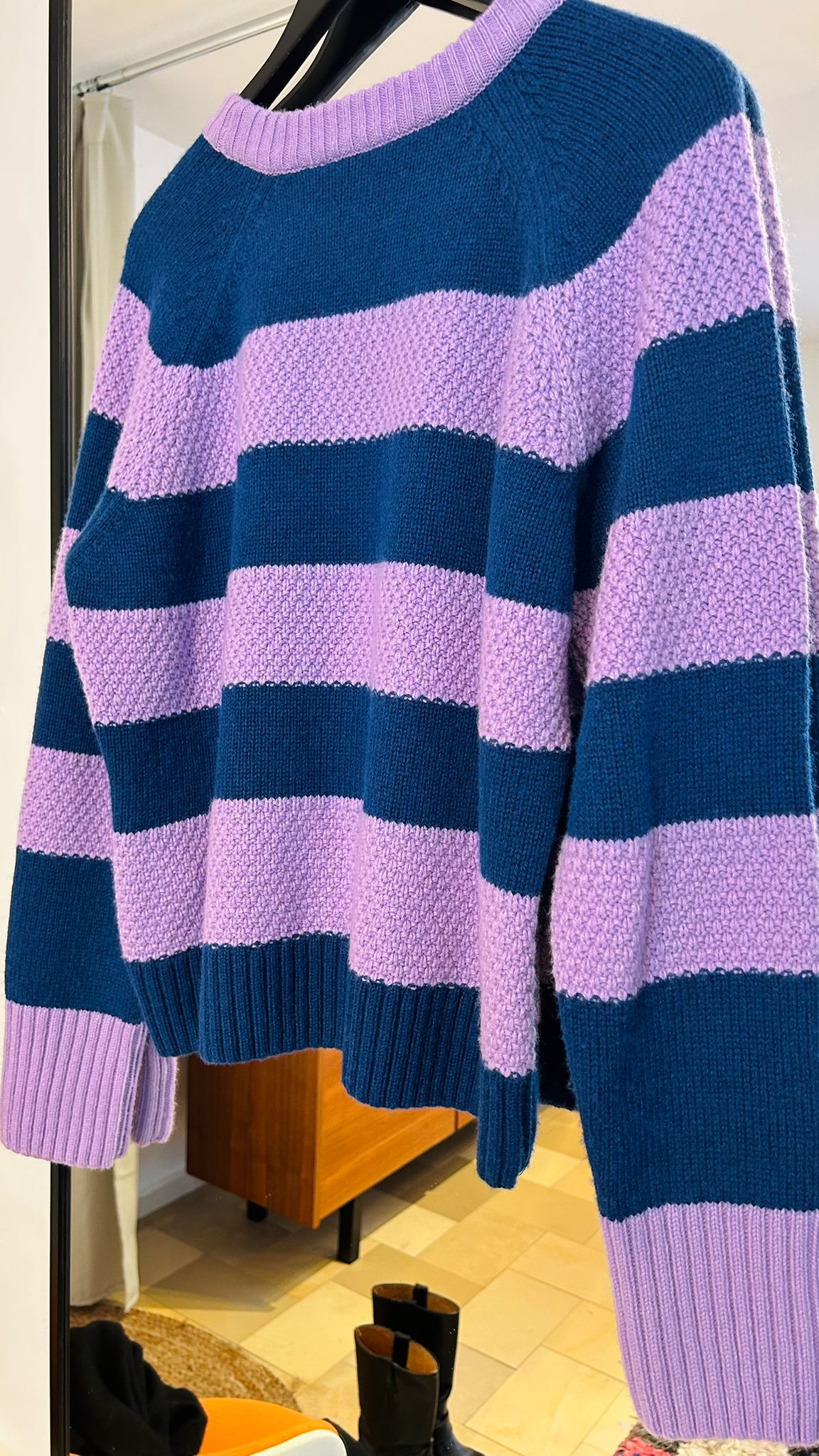 LANIUS Strickpullover blau/flieder Streifen - lille.PLADS
