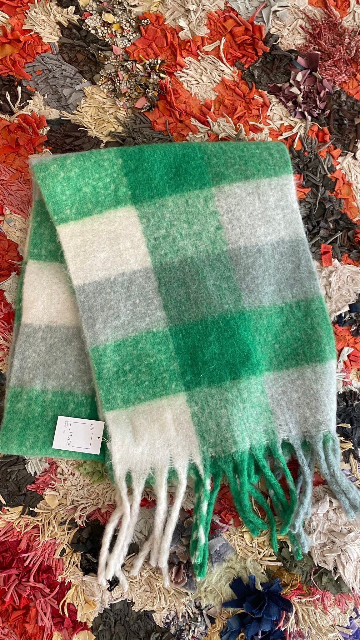 OPUS XL Schal grün weiß kariert - lille.PLADS eGbR